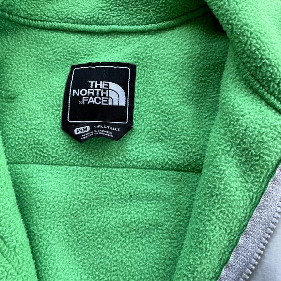 The North Face Girls' Full Zip Fleece Jacket Lime Green Gray - Size M - Picture 4 of 6